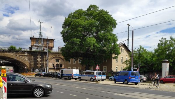 Polizei ist schon vor Ort am Bischofsplatz