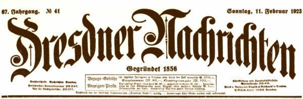 Dresdner Nachrichten vom 11. Februar 1923