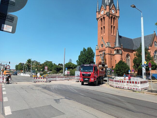 An der Kirche St Petri wird gebaut