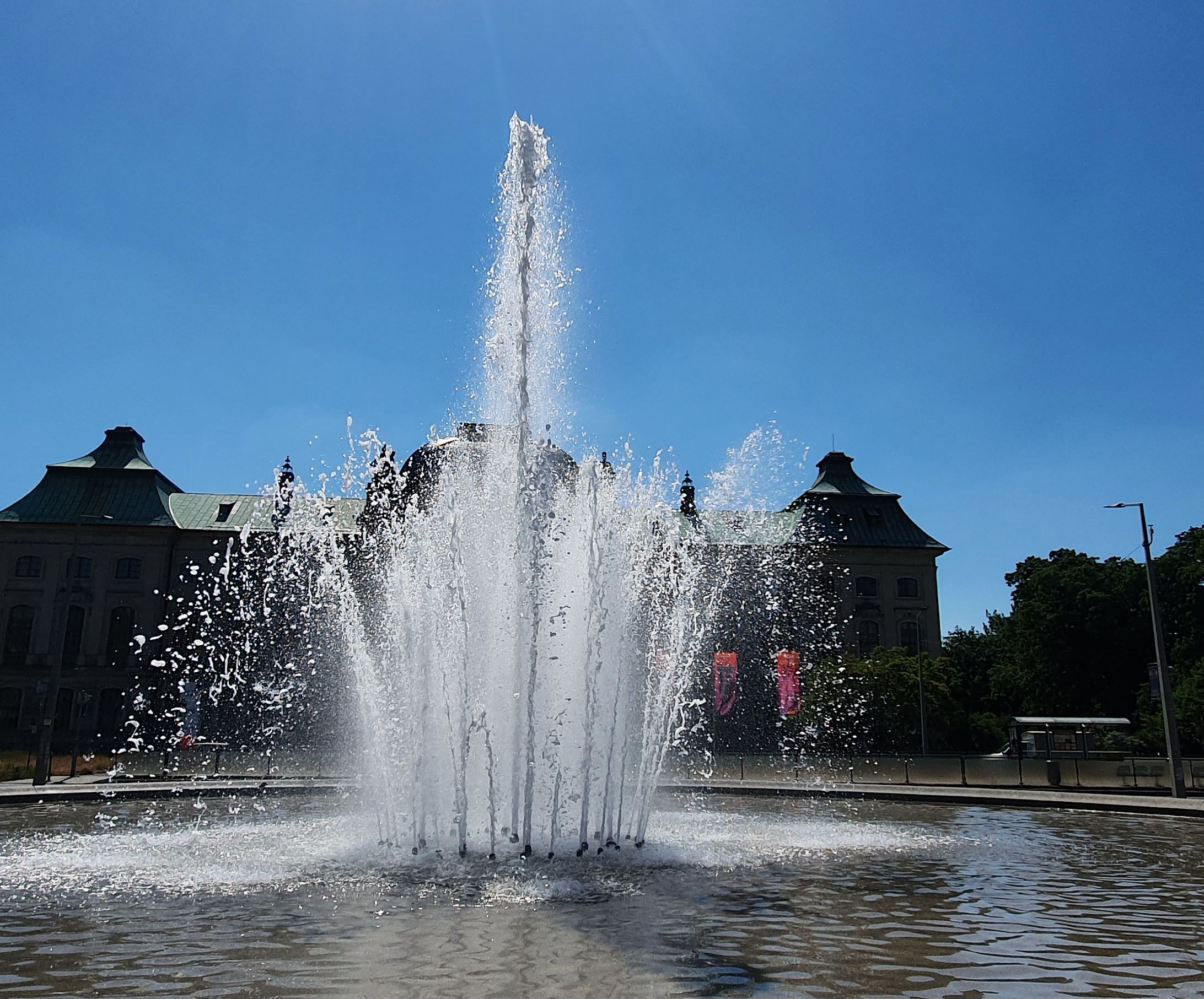 Soll dieses Jahr nicht sprudeln - der Brunnen vor dem Japanischen Palais. Foto: Archiv/Anton Launer