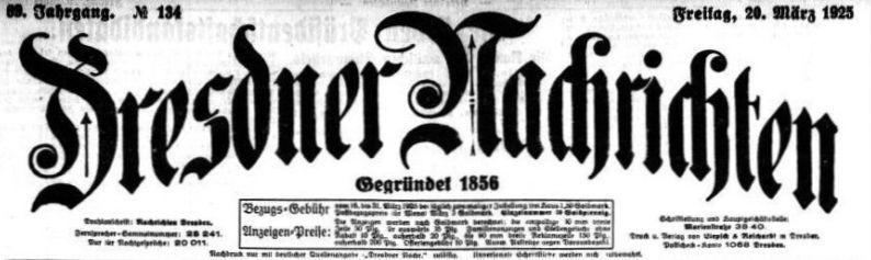 Dresdner Nachrichten vom 20. März 1925