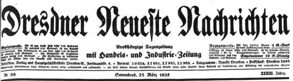 Dresdner Neueste Nachrichten vom 21. März 1925