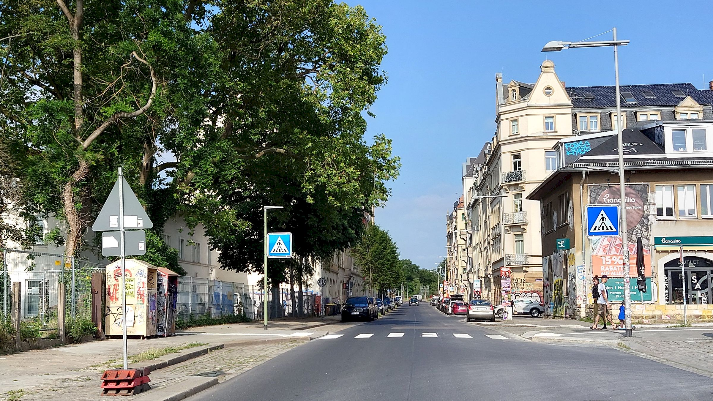 Auf der Lößnitzstraße gibt es in Höhe der Martha-Fraenkel-Straße bereits seit vergangenem Jahr einen Zebratreifen. Foto: Archiv Anton Launer