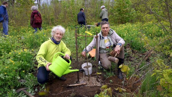 Haben drei Eichen gepflanzt - Stadtrat Torsten Schulze und Landtagsabgeordneter Thomas Löser (beide Grüne) - Foto: Florian Varga