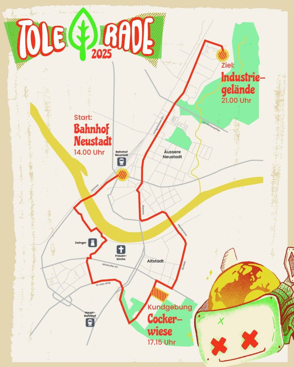 Streckenverlauf der Tolerade am Sonnabend, 10. Mai 2025