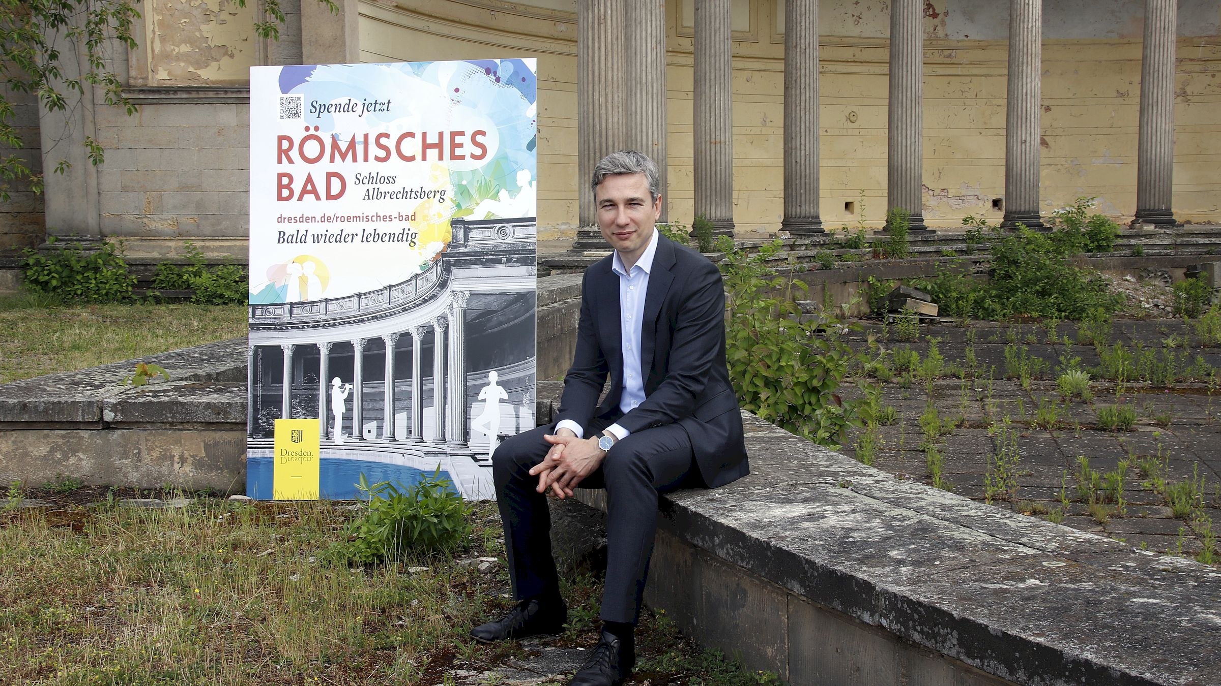 Baubürgermeister Stephan Kühn ruft zu Spenden für das Römische Bad auf. Foto: Anton Launer