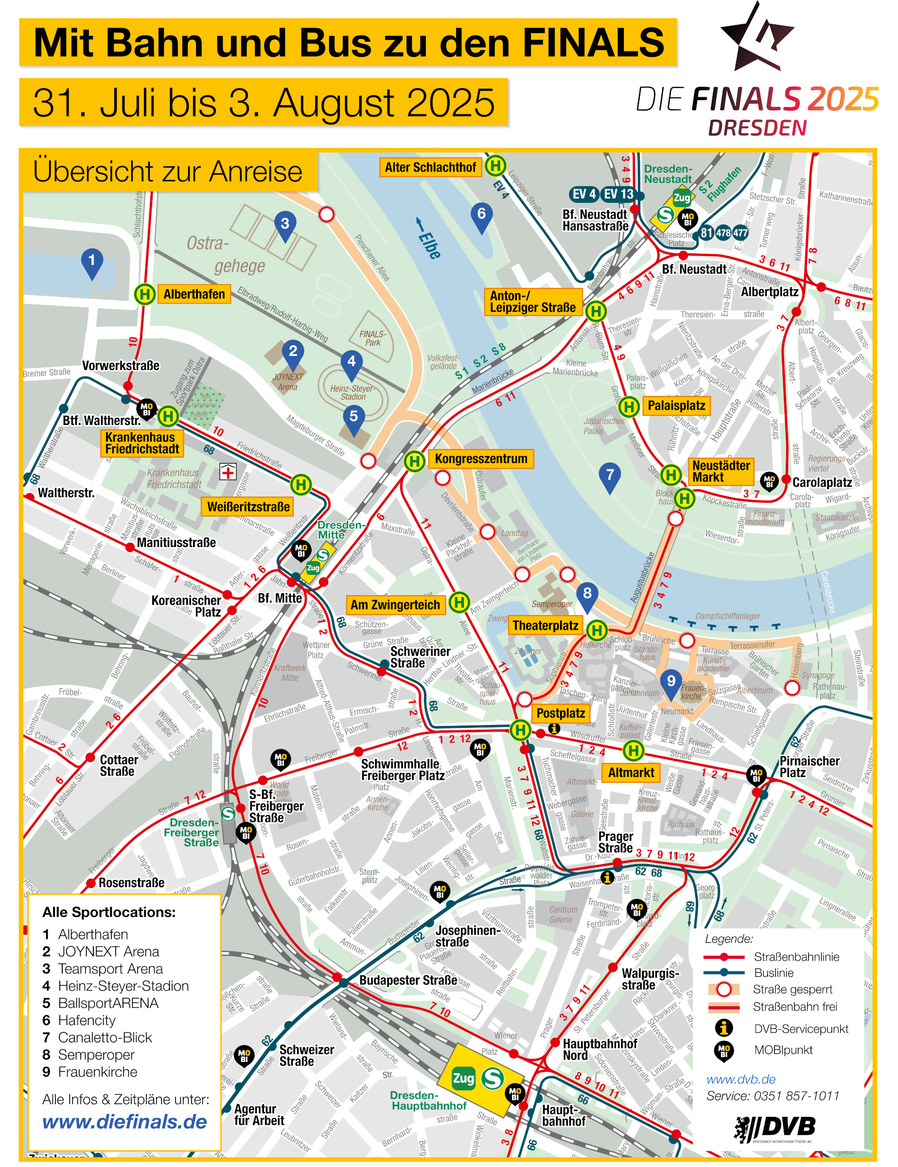 Linienübersicht für die kommenden Tage - Grafik: DVB