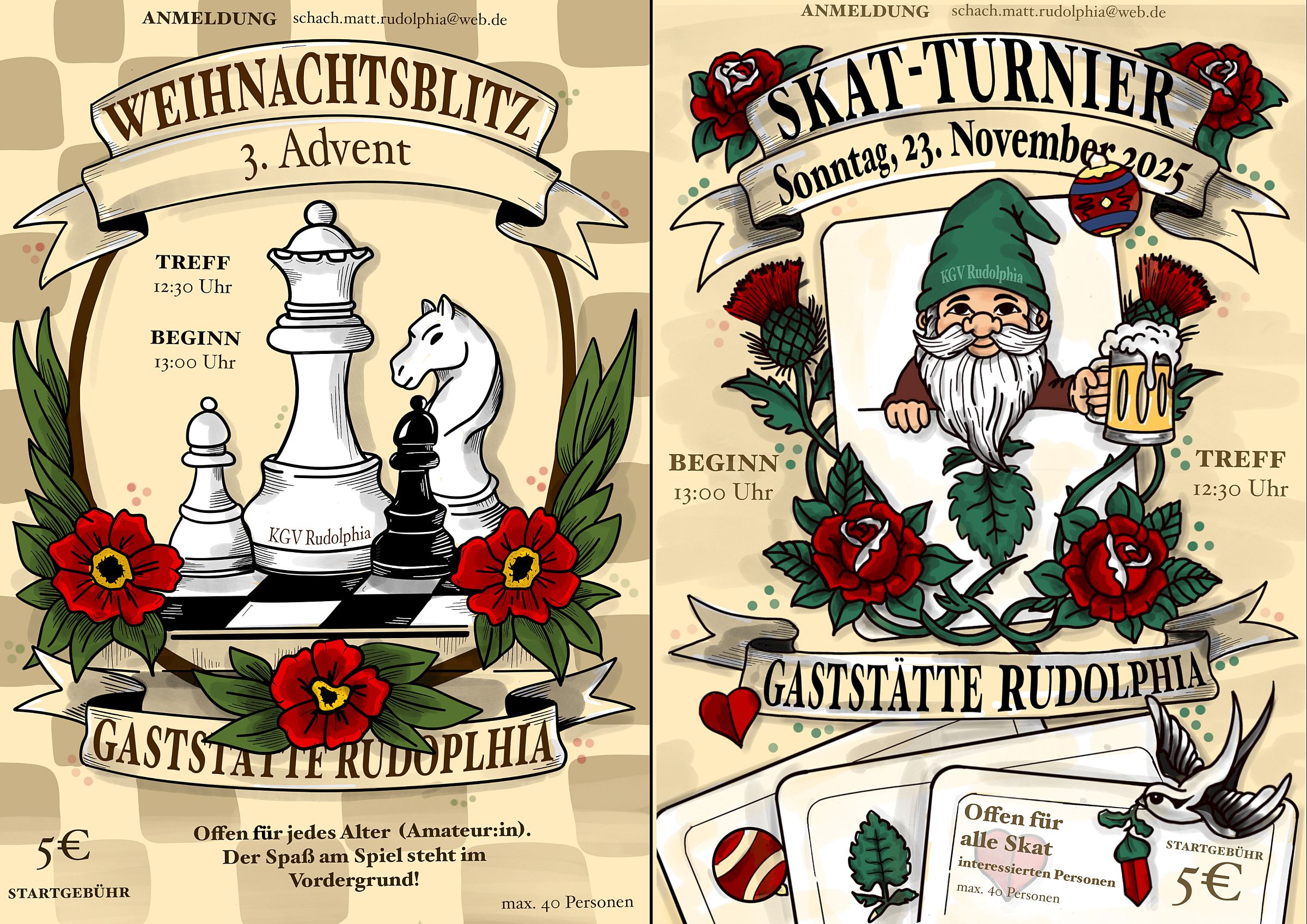 Skat- und Schachturnier im Kleingartenverein. 