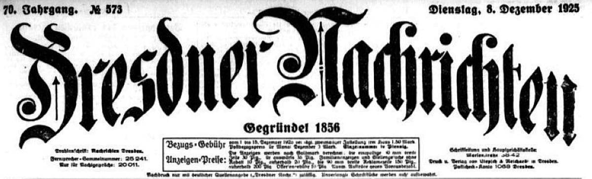 Dresdner Nachrichten vom 8. Dezember 1925