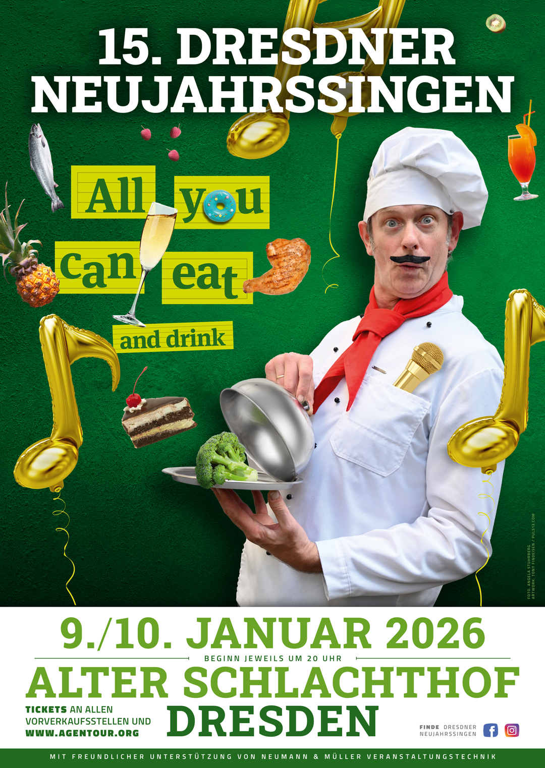 15. Dresdner Neujahrssingen - mit Dauerbrenner Klaun M. Braune - Foto: Angela Stuhrber