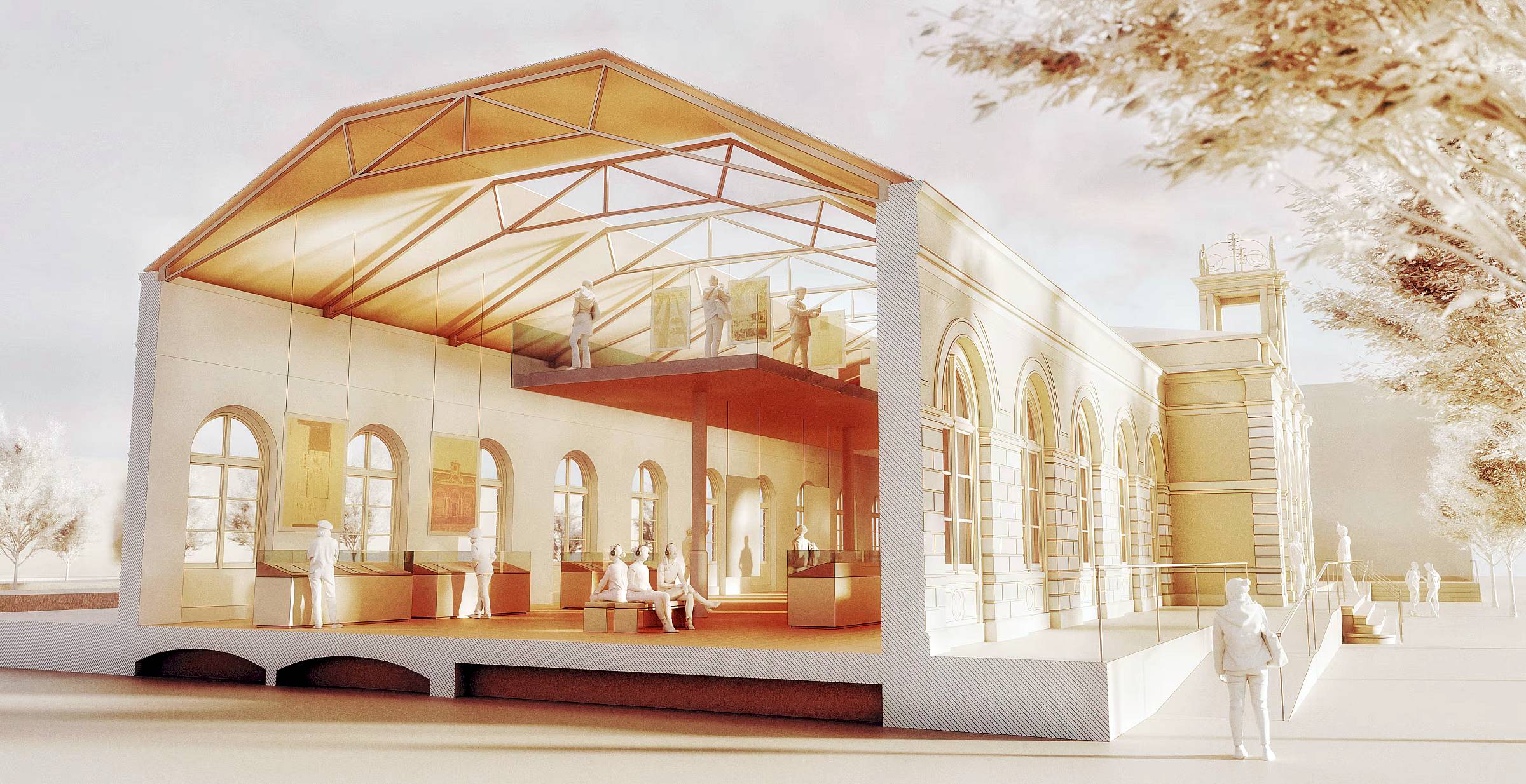 Visualisierung der Gedenkstätte im Alten Leipziger Bahnhof. Quelle: adasp architekten GmbH | Visualisierung: Edgar Bauer 3d concept artist