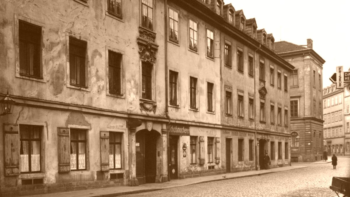 Rähnitzgasse Anfang des 20. Jahrhunderts, zeitgenösische Postkarte