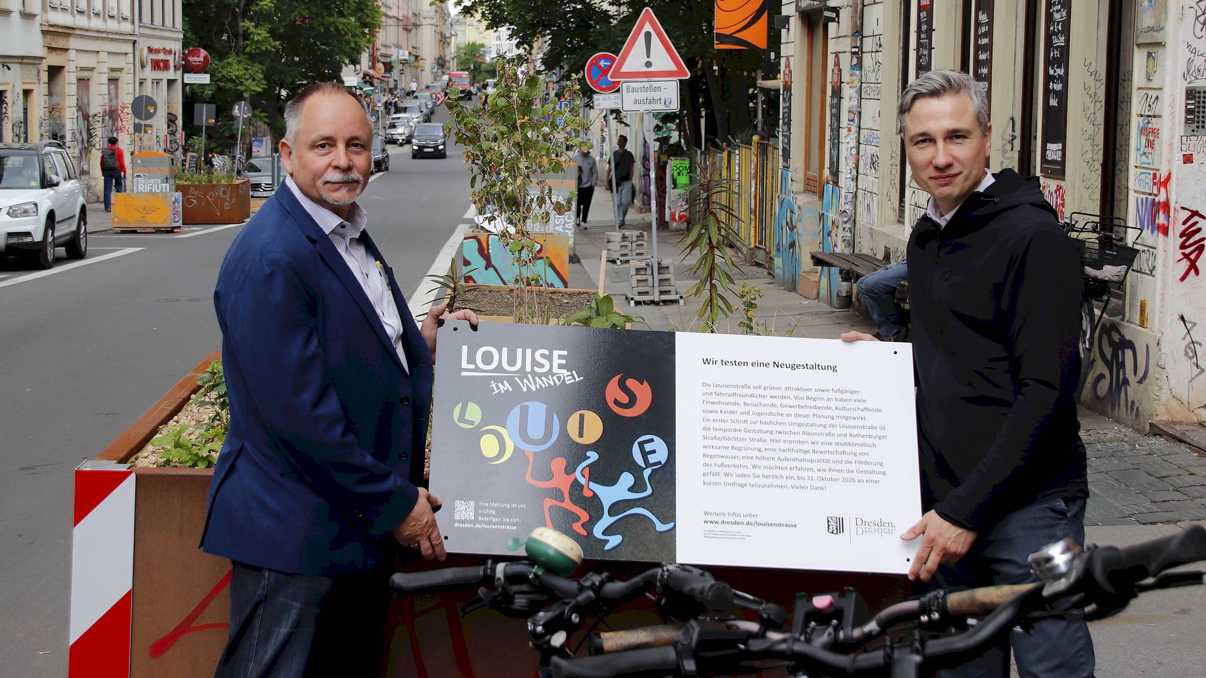 Stadtbezirksamtsleiter André Barth mit Verkehrsbürgermeister Stephan Kühn. Foto: Anton Launer