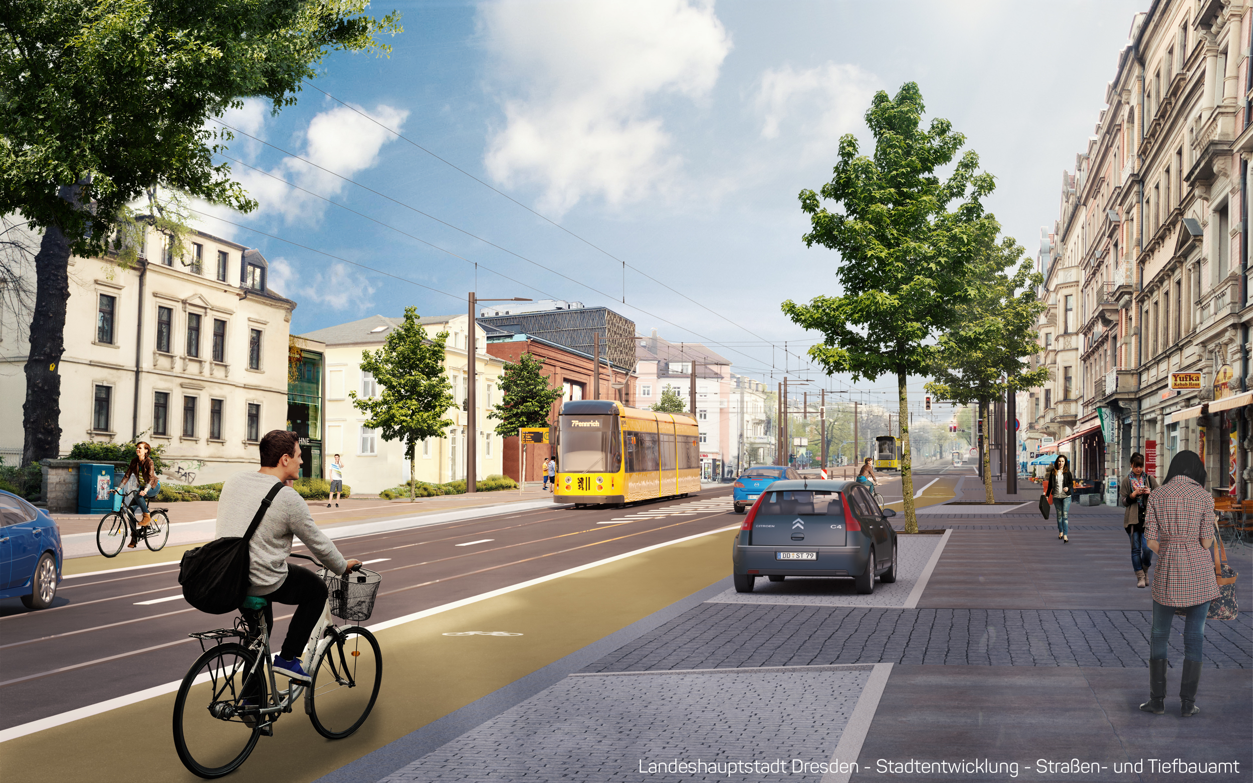 So soll die Königsbrücker kurz vorm Bischofsweg mal aussehen. Visualisierung: Renderwerke
